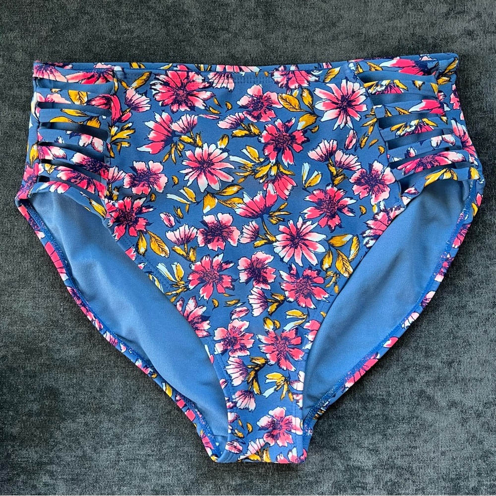 Xhilaration Floral High Waisted Bikini Bottoms Size M